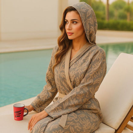 تصویر  حوله لباسی تمام نخ ژاکارد طرح ترمه درسه سایز