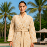 تصویر  حوله لباسی ژاکارد طرح فندی تمام نخ سایزxl