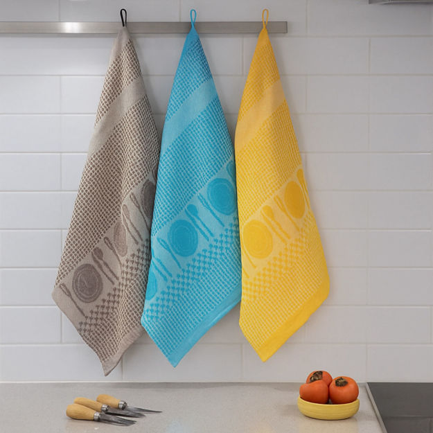 تصویر  دستمال دوتایی ژاکارد طرح بشقاب