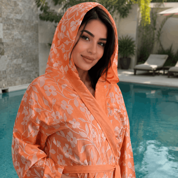 تصویر  حوله لباسی L لارج شکوفه ژاکارد تمام نخ