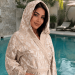 تصویر  حوله لباسی M مدیوم شکوفه ژاکارد تمام نخ